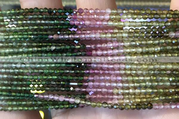 CTG2240 15 inches 2mm faceted round natural tourmaline beads
