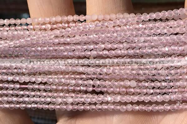 CTG2248 15 inches 2mm faceted round rose quartz beads