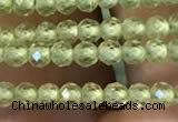 CTG2250 15 inches 2mm faceted round natural olive quartz beads