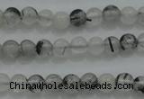 CTG254 15.5 inches 3mm round tiny black rutilated quartz beads