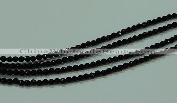 CTG29 15.5 inches 2mm faceted round black agate beads wholesale