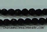 CTG30 15.5 inches 3mm faceted round black agate beads wholesale