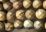 CTG3548 15.5 inches 4mm faceted round wooden jasper beads