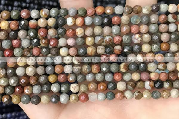 CTG3551 15.5 inches 4mm faceted round imperial jasper beads