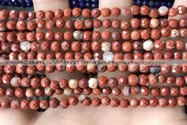 CTG3554 15.5 inches 4mm faceted round red jasper beads