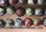 CTG3562 15.5 inches 4mm faceted round dragon blood jasper beads