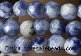 CTG3572 15.5 inches 4mm faceted round blue spot stone beads