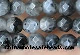 CTG3586 15.5 inches 4mm faceted round black labradorite beads