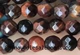 CTG3589 15.5 inches 4mm faceted round red tiger eye beads