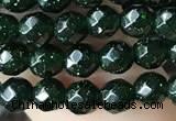 CTG3591 15.5 inches 4mm faceted round green goldstone beads