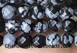 CTG3595 15.5 inches 4mm faceted round snowflake obsidian beads