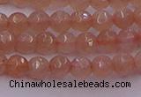 CTG507 15.5 inches 4mm faceted round tiny peach moonstone beads