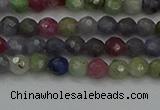 CTG552 15.5 inches 4mm faceted round tiny mixed gemstone beads