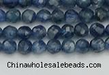 CTG557 15.5 inches 4mm faceted round tiny blue kyanite beads