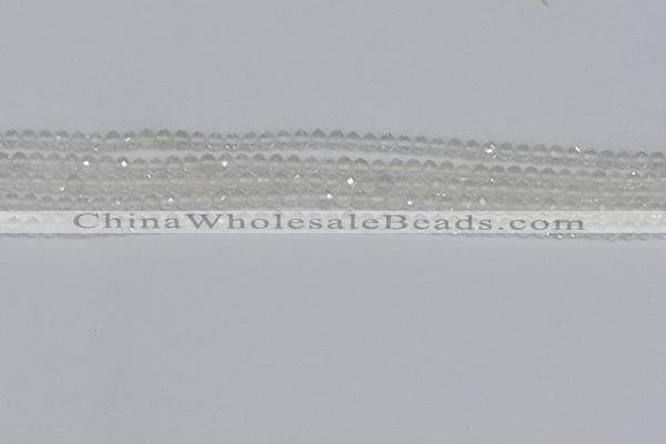 CTG601 15.5 inches 3mm faceted round white crystal beads