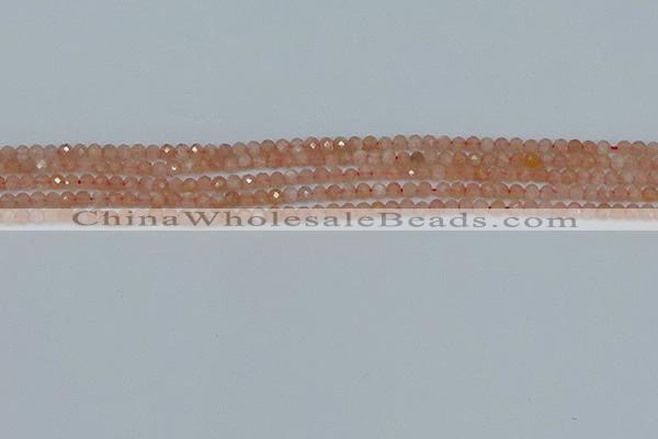CTG607 15.5 inches 3mm faceted round peach moonstone beads