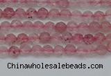 CTG626 15.5 inches 3mm faceted round strawberry quartz beads