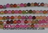 CTG651 15.5 inches 2mm faceted round tourmaline gemstone beads