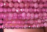 CTG705 15.5 inches 2mm faceted round tiny pink tourmaline beads