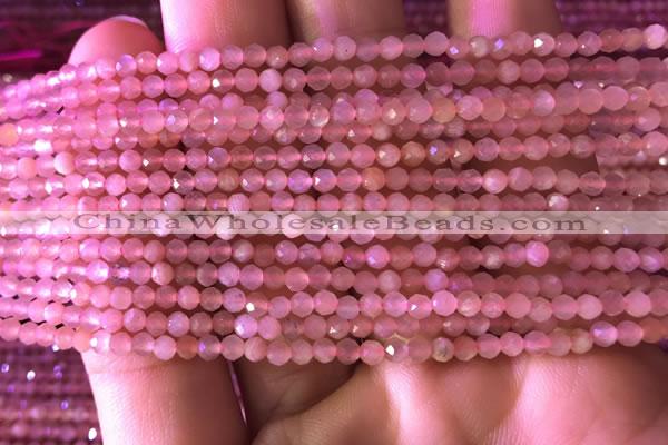 CTG719 15.5 inches 3mm faceted round tiny peach moonstone beads