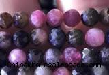 CTG727 15.5 inches 5mm faceted round tiny tourmaline beads