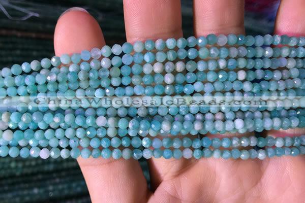 CTG765 15.5 inches 3mm faceted round tiny amazonite gemstone beads