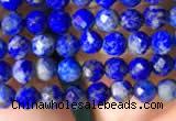CTG783 15.5 inches 4mm faceted round tiny lapis lazuli beads wholesale
