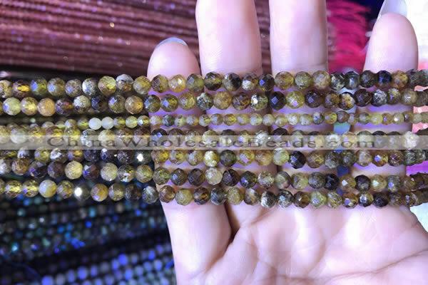 CTG817 15.5 inches 4mm faceted round tiny green garnet beads