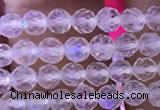 CTG835 15.5 inches 4mm faceted round tiny white moonstone beads