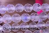 CTG836 15.5 inches 6mm faceted round tiny white moonstone beads