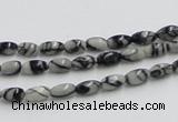 CTJ04 16 inches 4*7mm rice black water jasper beads wholesale