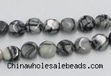 CTJ05 16 inches 8mm flat round black water jasper beads wholesale