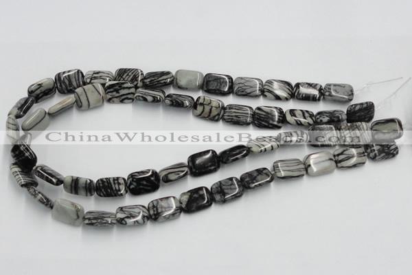 CTJ17 16 inches 12*16mm rectangle black water jasper beads wholesale
