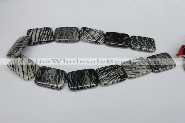 CTJ19 16 inches 25*35mm rectangle black water jasper beads wholesale