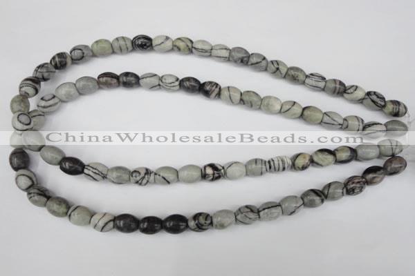 CTJ201 15.5 inches 8*10mm drum black water jasper beads wholesale