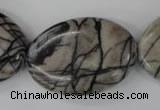 CTJ225 15.5 inches 25*35mm oval black water jasper beads wholesale