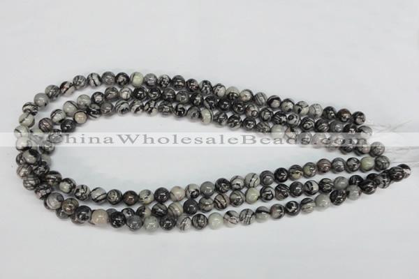 CTJ25 15.5 inches 8mm round black water jasper beads wholesale