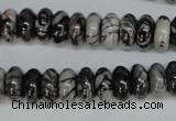 CTJ32 15.5 inches 6*12mm rondelle black water jasper beads wholesale