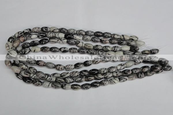 CTJ38 15.5 inches 8*12mm rice black water jasper beads wholesale