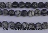 CTJ400 15.5 inches 4mm round matte black water jasper beads