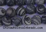 CTJ402 15.5 inches 8mm round matte black water jasper beads