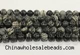 CTJ414 15.5 inches 12mm round black water jasper gemstone beads wholesale