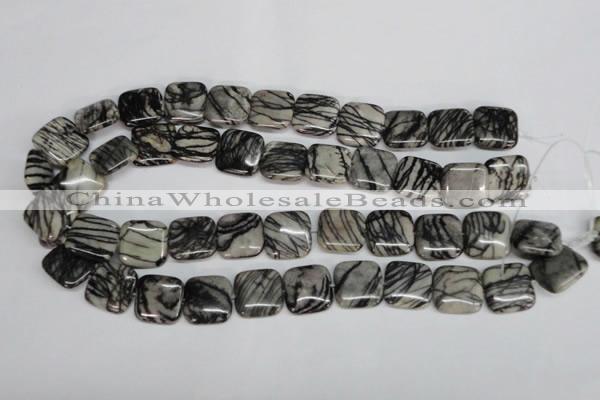 CTJ53 15.5 inches 18*18mm square black water jasper beads wholesale