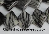 CTJ64 15.5 inches 16*16mm diamond black water jasper beads wholesale