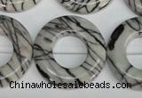 CTJ70 15.5 inches 30mm donut black water jasper beads wholesale