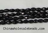 CTO115 15.5 inches 4*6mm faceted rice black tourmaline beads