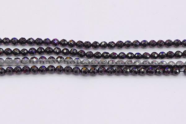 CTO136 15.5 inches 6mm faceted round black tourmaline beads