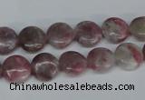 CTO202 15.5 inches 10mm flat round pink tourmaline gemstone beads