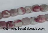 CTO206 15.5 inches 10*10mm square pink tourmaline gemstone beads
