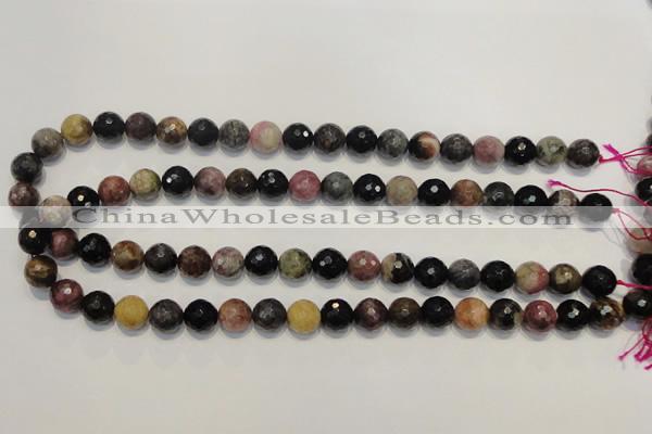 CTO30 15.5 inches 10mm faceted round natural tourmaline beads